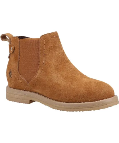 Hush Puppies Girls Mini Maddy Suede Ankle Boots (Tan)