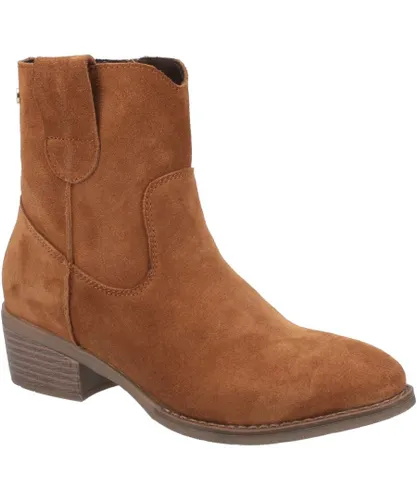 Hush Puppies Iva Ankle MEMORY FOAM Boots Womens - Tan Leather