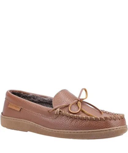 Hush Puppies Mens Ace Leather Slippers (Tan)