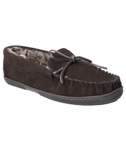 Hush Puppies Mens Ace Slip On Leather Slipper (Chocolate)