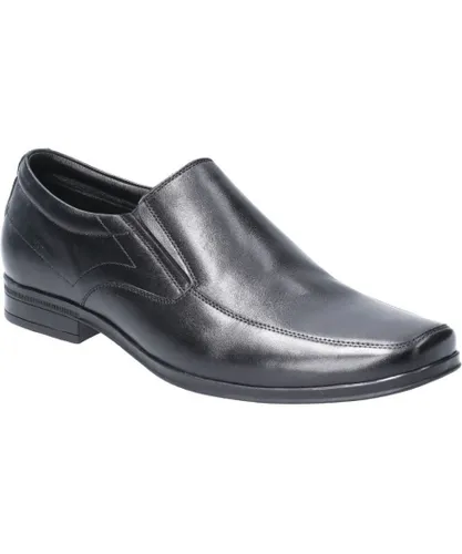 Hush Puppies Mens Billy Slip On Light Leather Loafer Shoes - Black