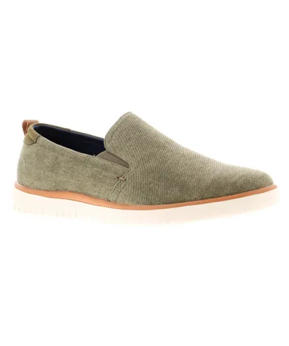 Hush Puppies Mens Breathable And Lightweight Canvas Slip On Casual Summer Shoe - Green Textile