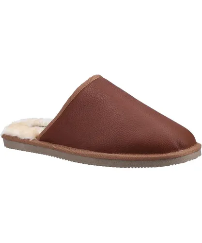 Hush Puppies Mens Coady Leather Slippers (Tan)