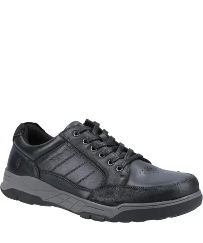 Hush Puppies Mens Finley Leather Lace Up Trainers (Black)