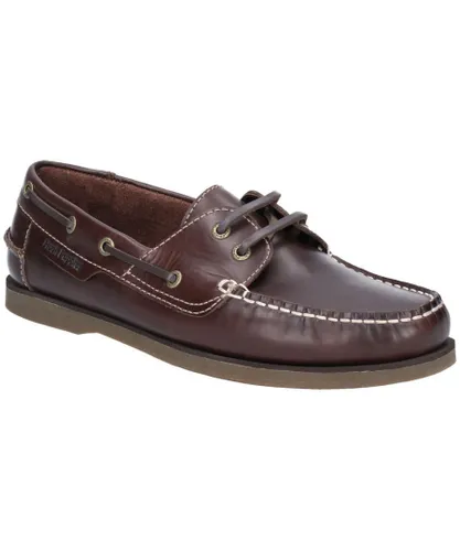 Hush Puppies Mens Henry Classic Lace Up Leather Boat Shoes - Brown