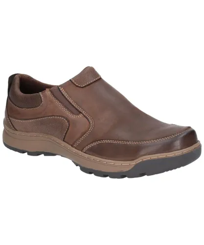 Hush Puppies Mens Jasper Slip On Leather Shoes (Brown)