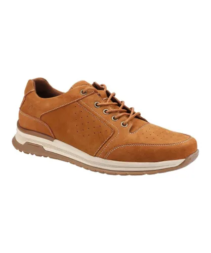 Hush Puppies Mens Joseph Lace Leather Trainers (Tan)