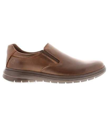 Hush Puppies Mens Leather Slip on Shoes - Brown