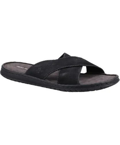 Hush Puppies Mens Nile Crossover Leather Sandals (Black)
