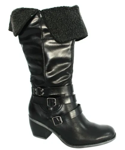 Hush Puppies Rustique 14inch Womens Black Boots Leather