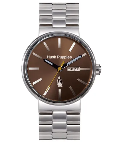 Hush Puppies : Signature Mens Brown Watch - Silver Stainless Steel - One Size