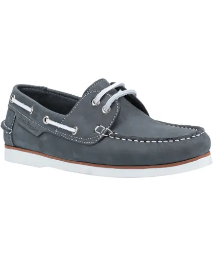 Hush Puppies Womens Hattie Leather Lace Up Boat Shoes - Navy