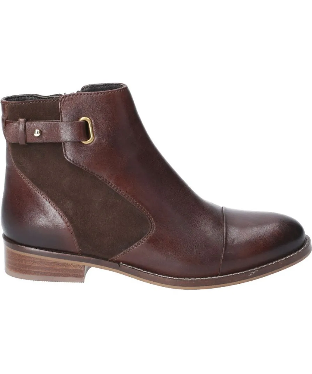Hush Puppies Womens Hollie Zip Up Leather Ankle Boots - Brown