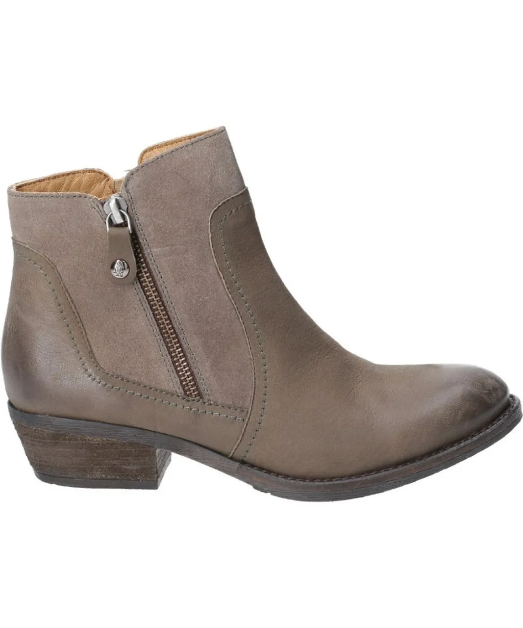 Hush Puppies Womens Isla Zip Up Leather Suede Ankle Boots - Brown