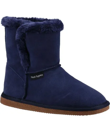 Hush Puppies Womens/Ladies Ashleigh Suede Slipper Boots (Navy)