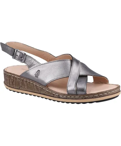 Hush Puppies Womens/Ladies Elena Leather Wedge Sandal (Pewter) - Silver