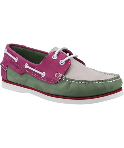 Hush Puppies Womens/Ladies Hattie Nubuck Boat Shoes (Green/Pink/Grey)