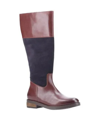 Hush Puppies Womens/Ladies Kitty Leather Knee-High Boots (Brown/Navy)