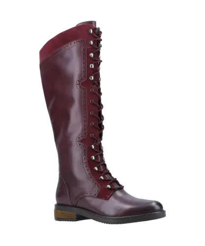 Hush Puppies Womens/Ladies Rudy Lace Up Long Leather Boot (Burgundy)