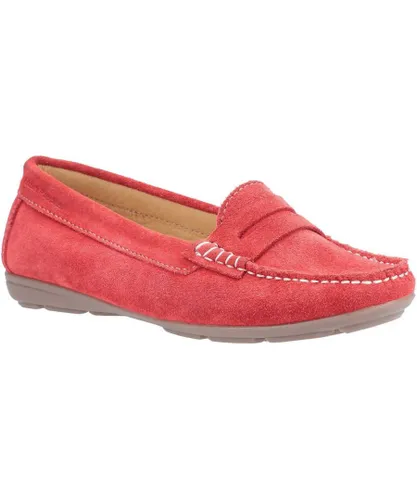 Hush Puppies Womens Margot Lightweight Slip On Loafer Shoes - Red Leather