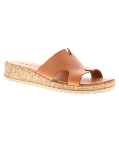Hush Puppies Womens Sandals Low Wedge Eloise Leather Slip On tan Leather (archived)