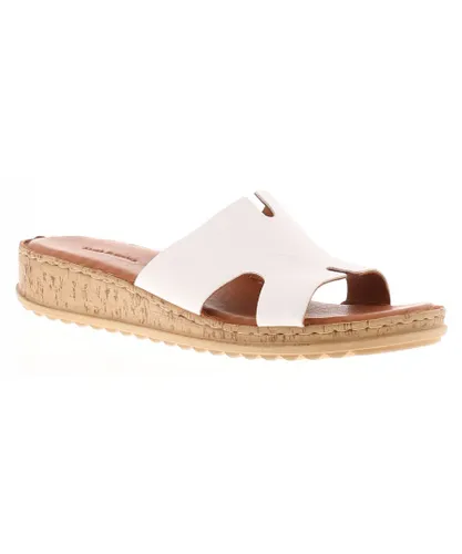 Hush Puppies Womens Sandals Low Wedge Eloise Leather Slip On white Leather (archived)