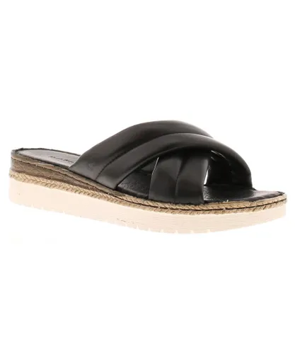 Hush Puppies Womens Sandals Wedge Samira Leather Slip On black Leather (archived)