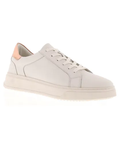 Hush Puppies Womens Trainers Chunky Camille Leather Lace Up white Leather (archived)