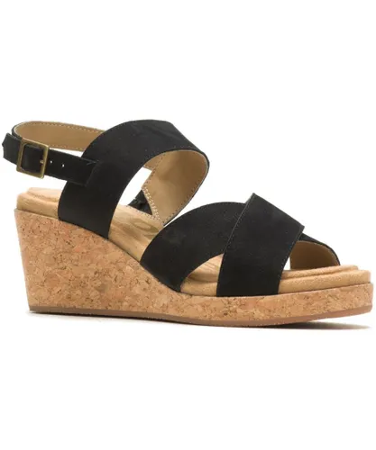 Hush Puppies Womens Willow X Band Ladies Heeled Sandals - Black Leather/Textile