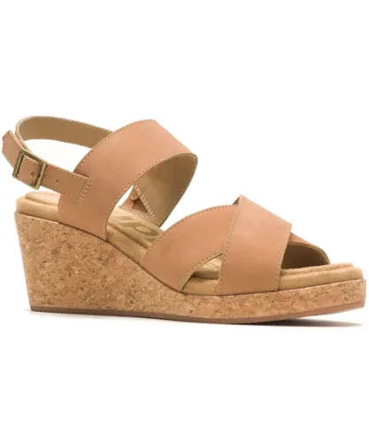 Hush Puppies Womens Willow X Band Ladies Heeled Sandals - Tan Leather/Textile