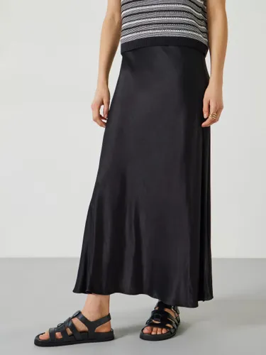 HUSH Remi Satin Maxi Skirt, Black - Black - Female