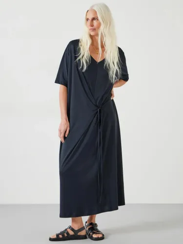 HUSH Rowley Jersey Tie Front Maxi Dress, Washed Black - Washed Black - Female