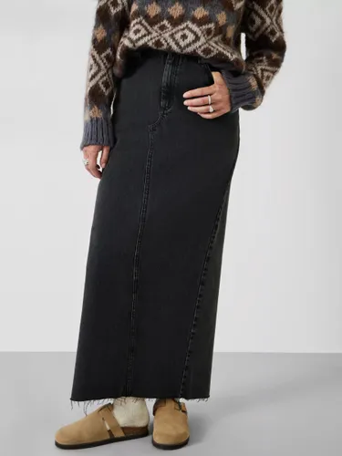 HUSH Rylie Denim Maxi Skirt, Washed Black - Washed Black - Female