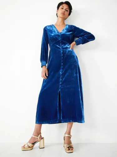 HUSH Velvet Valeria Midi Dress - Blue - Female