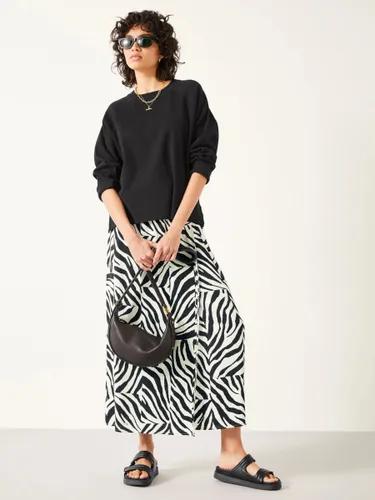 HUSH Zebra Patchwork Wrap Maxi Skirt, Black/White - Black/White - Female