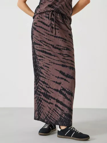 HUSH Zeena Diagonal Tie Dye Maxi Skirt, Brown/Black - Brown/Black - Female