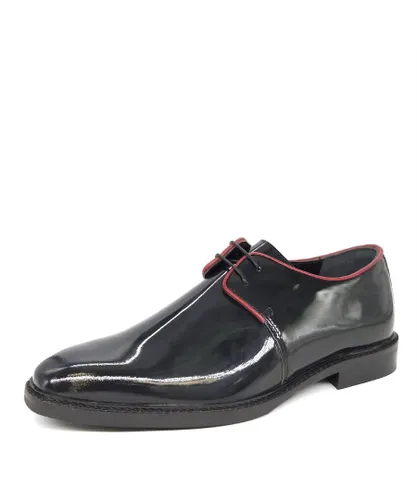 HX London Dagenham Leather Black Patent Mens Lace Up Derby Shoes