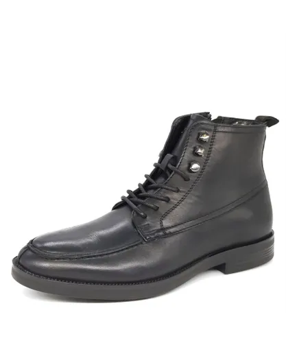 HX London Ealing Leather Black Mens Lace Up Boots