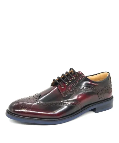 HX London Feltham Leather Cherry Oxblood Mens Brogue Shoes