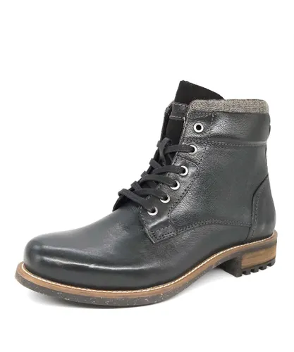 HX London Hounslow Leather Black Mens Lace Up Boots