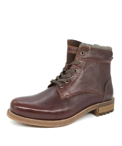 HX London Hounslow Leather Brown Mens Lace Up Boots