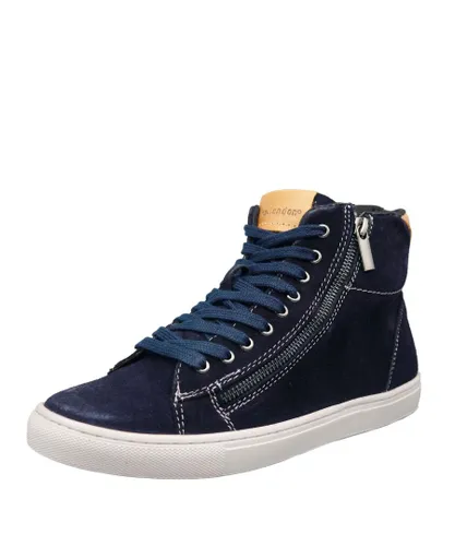 HX London Ilford Suede Leather Navy Mens Ankle Zip Lace Boots