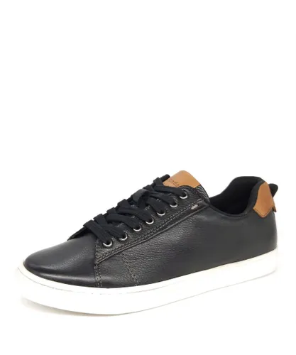 HX London Romford Leather Black Mens Fashion Trainers Casual Sneakers Shoes