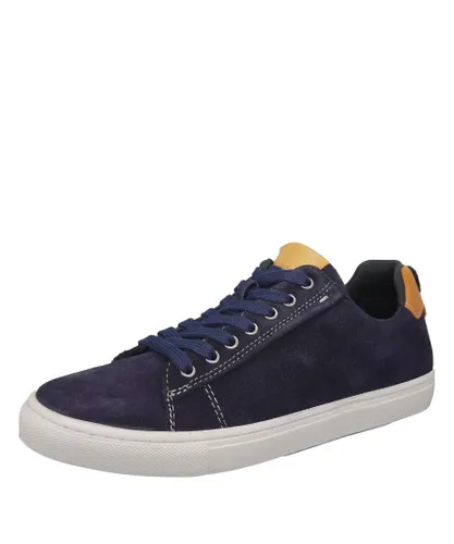 HX London Romford Suede Leather Navy Mens Fashion Trainers Sneakers