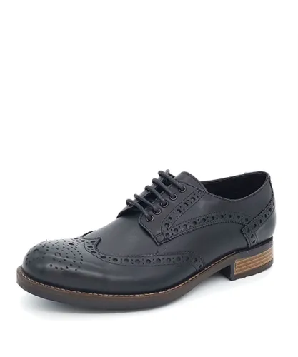 HX London Wandsworth Leather Black Mens Brogue Shoes