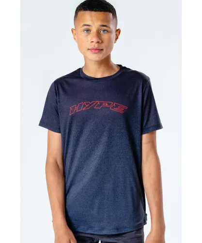 Hype Boys Black Fade Zip Detail Kids T-Shirt - Black/Red