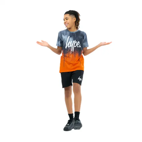 Hype Boys Drips T-Shirt & Shorts Set - Orange