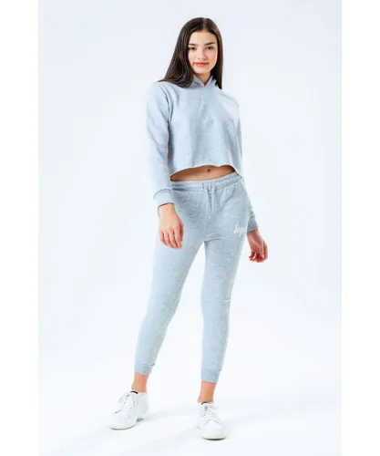 Hype Girls Grey Kids Crop Pullover Tracksuit Cotton