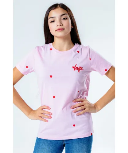 Hype Girls Heart Repeat Kids T-Shirt - Pink Cotton