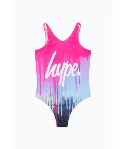 Hype Girls Pink Drip Script Swimsuit